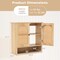 Natural MDF Engineered Wood Bathroom Wall Cabinet with Rattan Doors and Shelf